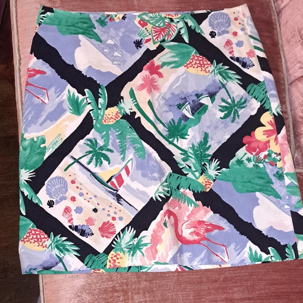 Talbots Multicolor Tropical Print Skirt